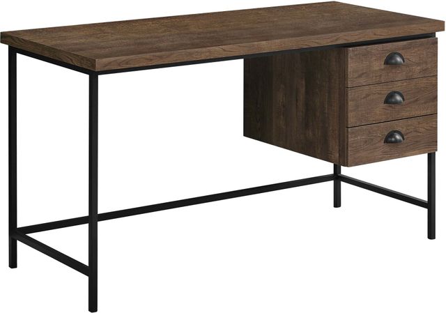 Monarch Specialties Inc. 55"L Brown Reclaimed Wood Black Metal Computer Desk-2