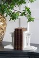 A & B Home 2-Piece Matte White Roman Column Bookend Set-4