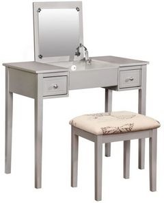 Linon Silver 2-Piece Butterfly Vanity Set