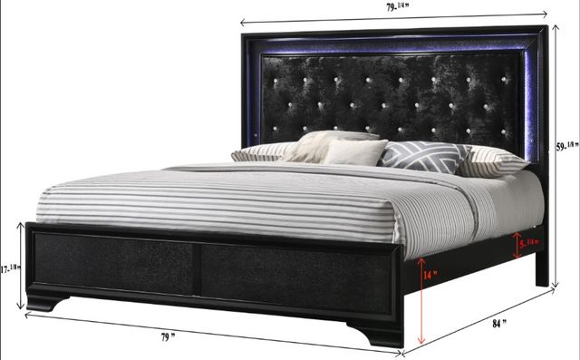 Crown Mark Micah Black King Upholstered Panel Bed-3