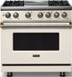 Viking® 5 Series 36" Pure White Pro Style Dual Fuel (LP) Range with Brushed Brass Trim-0