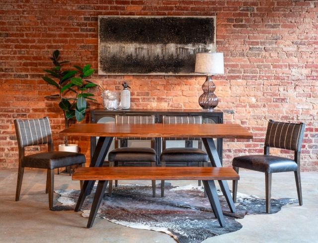 Home Trends & Design Kennedy Walnut Dining Table with Black Base-2