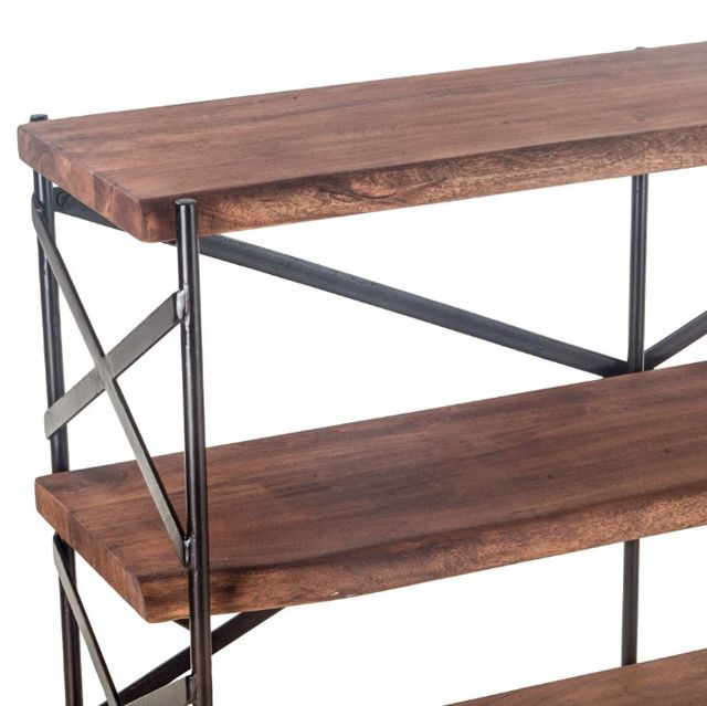 Home Trends & Design Organic Forge Antique Zinc/Raw Walnut Wide Bookshelf-2