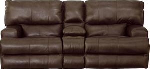 iAmerica Roberto Walnut Power Headrest w/Lumbar Lay Flat Reclining Console Loveseat