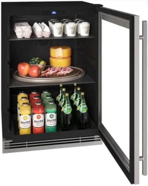 U-Line® 24" 5.7 Cubic Feet Black/Panel Ready Beverage Center-2