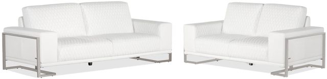 front view of the Gianna White All-Leather 2-Pc Living Room Set