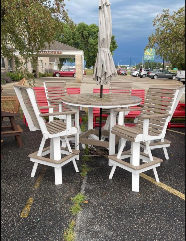 48" Round Bar Height Table with 4 Classic Back Swivel Bar Chairs-3