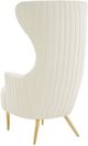 TOV Furniture Julia Cream Velvet Channel Tufted Wingback Accent Chair-5