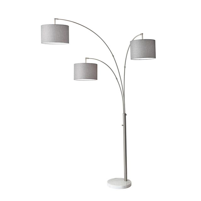 Adesso® Bowery Brushed Steel 3-Arm Arc Lamp-0