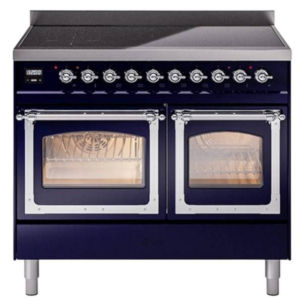 Ilve® Nostalgie II Noblesse 40'' Midnight Blue Pro Style Induction Range with Chrome Trim-0