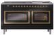 Ilve® Nostalgie II Noblesse 60'' Glossy Black Pro Style Dual Fuel Range with Brass Trim-1