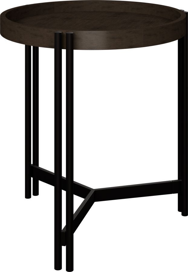 Emerald Home Huron Dark Cocoa Side Table with Black Base-0