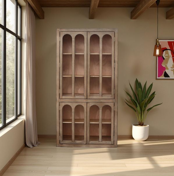 Nest Home Collections Delia Antique Natural Tall Cabinet -1