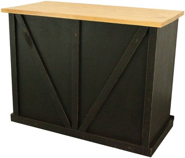 American Heartland Manufacturing Rustic Antique Black Shutter Door Kitchen Island with Oak Top-2