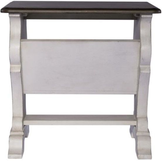 Liberty Furniture Abbey Road Churchill Brown Chairside Table with Porcelain White Base-4