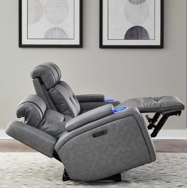 Liberty Furniture Chapman Aline Blue Gray Leather Power Reclining Sofa-3