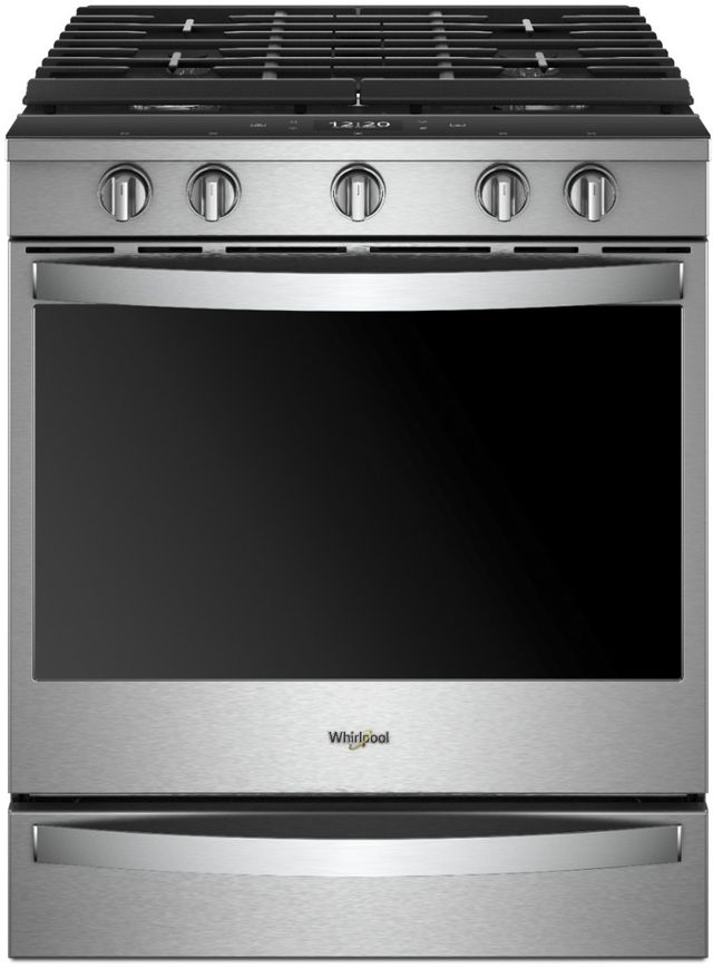 Whirlpool® 30" Fingerprint-Resistant Stainless Steel Smart Slide-In Gas Range-0