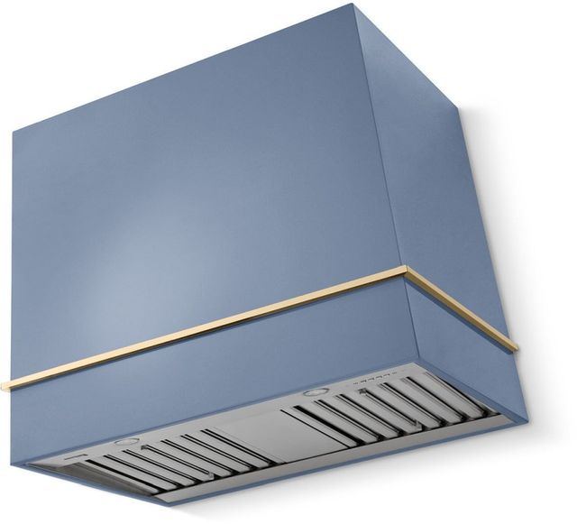 La Cornue Cornufé Loge 36" Provence Blue Wall Mounted Range Hood with Polished Brass Trim-0