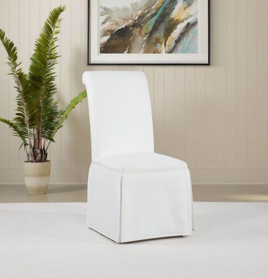 Coaster® Shawna 2-Piece White Upholstered Skirted Side Chair Set-1