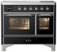Ilve® Majestic III 40" Glossy Black Pro Style Induction Range with Triple Glass Door and Chrome Trim-0