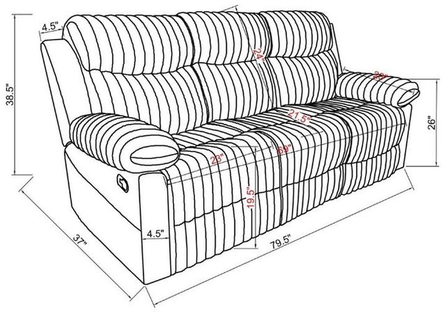 Global Furniture USA U6028 Brown Manual Reclining Sofa-3