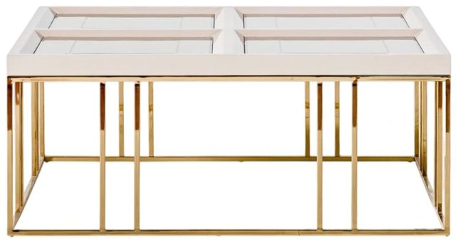 Michael Amini® Carmela Shimmer Ivory Cocktail Table with Gold Base-3