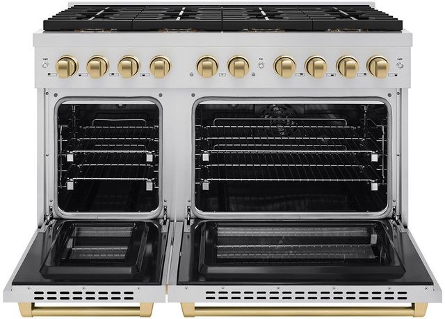 ZLINE Autograph Edition Paramount Series 48" Stainless Steel Pro Style Dual Fuel Range with Champagne Bronze Accents -1
