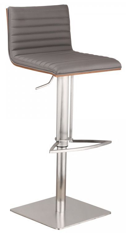 Armen Living Cafe Brushed Stainless Steel/Gray/Walnut Adjustable