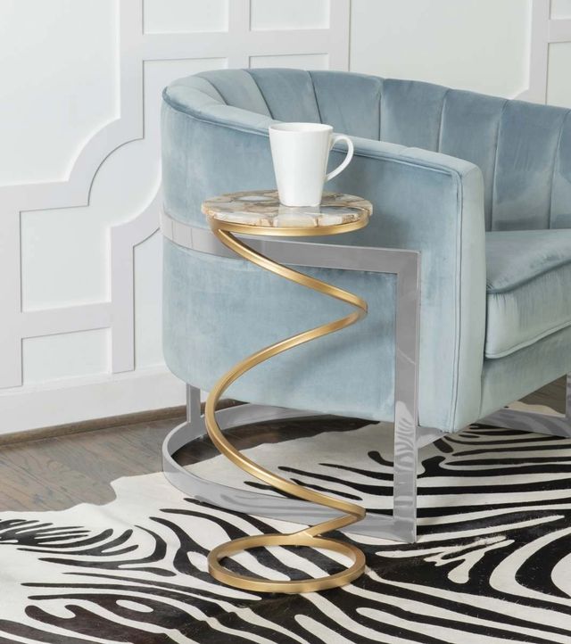 Powell® Gynn Amber Agate Spiral Drink Table with Gold Base-3