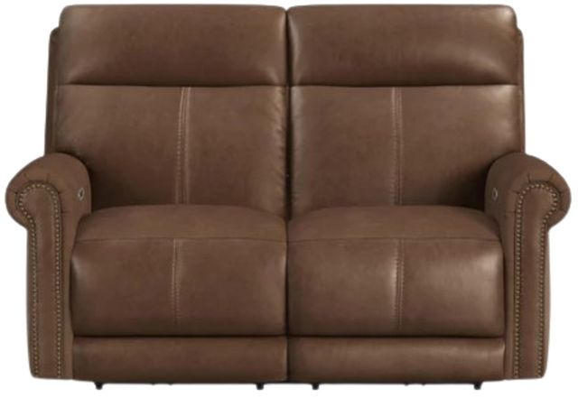 Flexsteel® Alexander Khaki Brown Power Reclining Loveseat with Power Headrest and Lumbar-3
