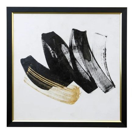 Stylecraft Golden Brushstroke Black/White Wall Art-0