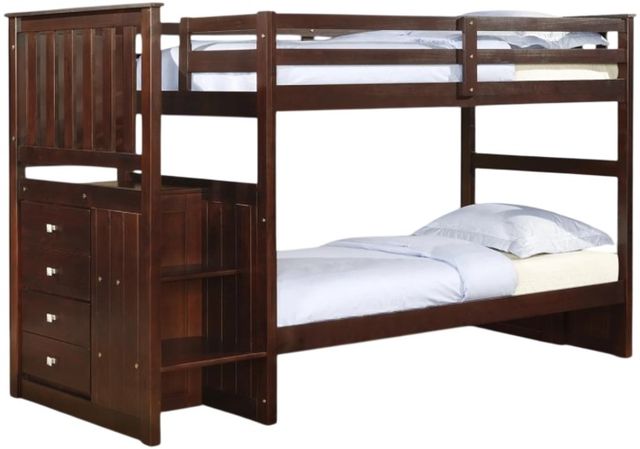 Donco Kids Mission Cappuccino Youth Twin/Twin Stairway Bunkbed-0