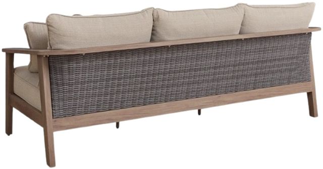Signature Design by Ashley® Francis Beach Gray/Natural Aluminum/Fabric/Wicker Outdoor Sofa-3