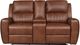 Bassett® Furniture Aberdeen Chestnut Leather Loveseat with Power and Console-0
