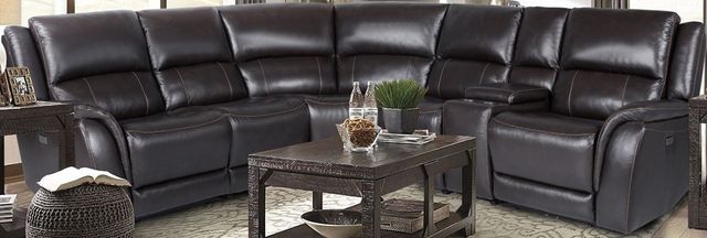 American Wholesale Furniture Madras 6-Piece Espresso Power Reclining Curved Sectional-0