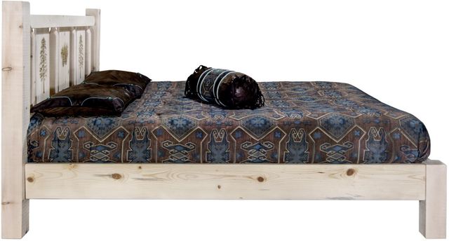 Montana Woodworks® Homestead Ready to Finish Full Platform Bed with Laser Engraved Pine Tree Design-2