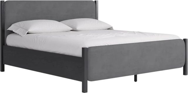 Modus Furniture Elora Charcoal/Jet Black Ash California King Upholstered Panel Bed-0