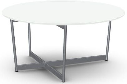 Amisco Customizable Jill White Glass Round Coffee Table with X-Shaped Metal Frame-0