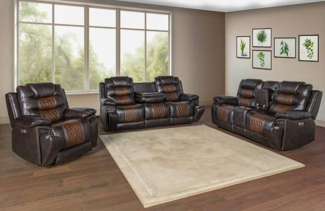 New Classic® Home Furnishings Nikko Brown Dual Power Reclining Sofa-1
