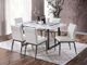 Furniture of America® Alessia 7-Piece White marble Dining Table Set with Black Base-0