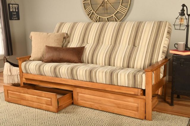 Kodiak Furniture Monterey Parma Gray/Butternut Full Storage Futon with Mattress-1