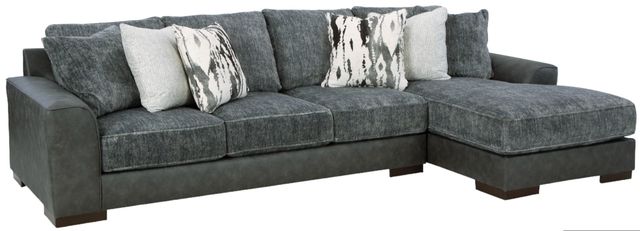 Signature Design by Ashley® Larkstone 2-Piece Pewter Right-Arm Facing Sofa Sectional and Chaise-0