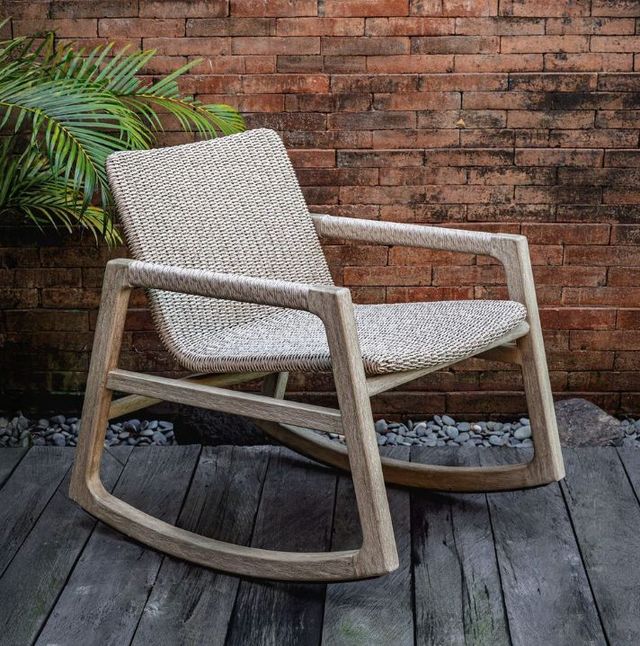 Uttermost® Sumba Cerused Wheat Wicker/Wooden Outdoor Rocking Chair-3