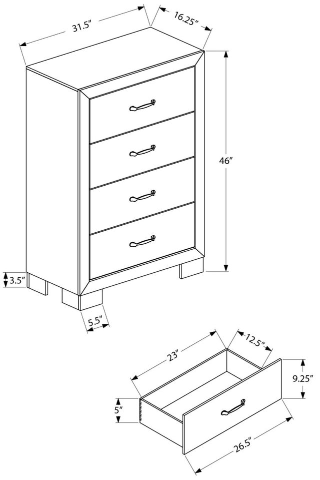 Monarch Specialties Inc. Rustic Oak 4-Drawer Chest-2