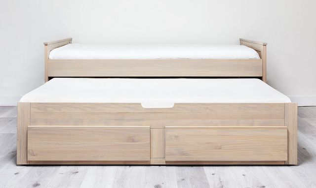 Mako Wood Furniture Youth Collection Pine Twin Panel Bed with Trundle-0