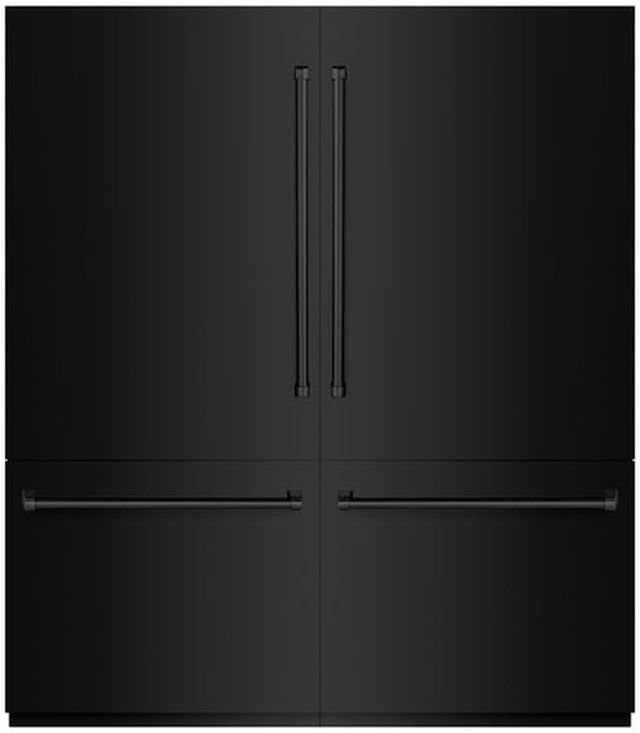 ZLINE 72" 39.6 Cu. Ft. Black Stainless Steel Built-In French Door Refrigerator with Water Dispensers, Ice Makers, and Graphite Gray Interior-0