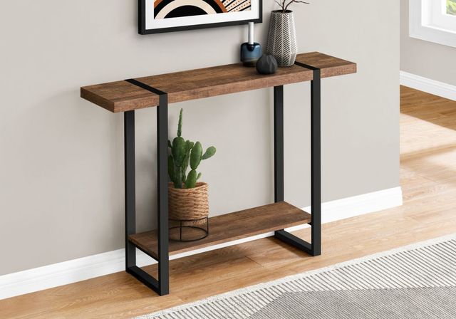 Monarch Specialties Inc. 48"L Brown Top Accent Table with Black Frame-2