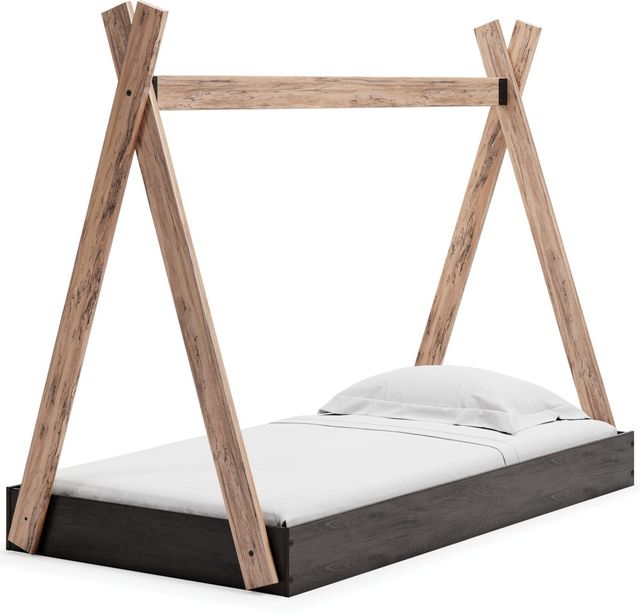 Signature Design by Ashley® Piperton Two-tone Brown/Black Twin Tent Complete Bed in Box-3