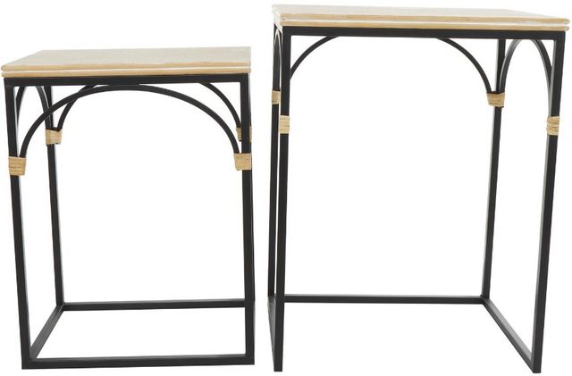 Deco Marche 2-Piece Beige/Black Side Table-2