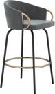 Inspire™ Lavo Grey/Black/Aged Gold 26" Counter Stool W/Swivel, Set Of 2-0
